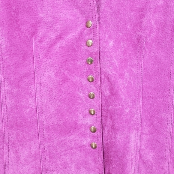 VINTAGE A.M.I. US women Medium purple jacket leather fully lined snap front cuff - Picture 2 of 8
